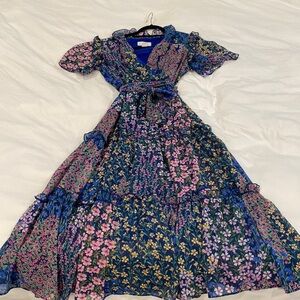 Rachel Parcel Floral MIDI Dress Size 4